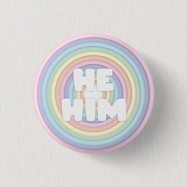 Pastel Rainbow He/Him Pronouns  3 Cm Round Badge (Front)
