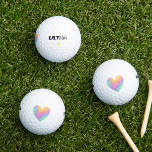 Pastel Rainbow Heart Golf Balls