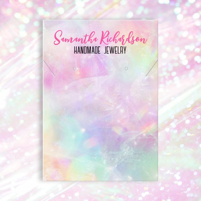 Pastel Rainbow Holographic Crystal Jewellery Displ Business Card (Creator Uploaded)