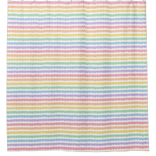 Pastel Rainbow Horizontal Scalloped Stripe Shower Curtain