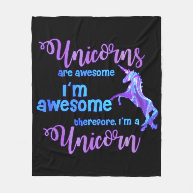 Pastel Rainbow I'm A Unicorn Fleece Blanket (Front)