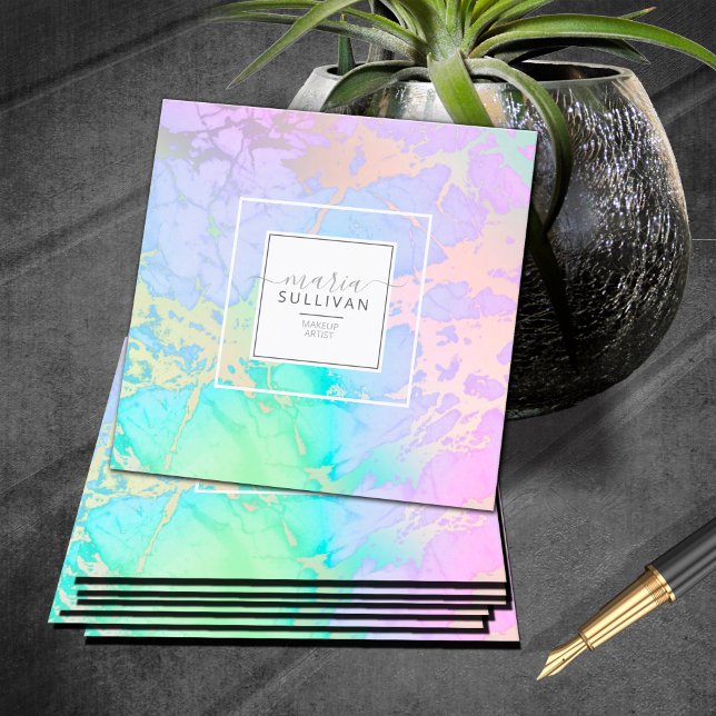 Pastel Rainbow Islands Abstract ID798 Square Business Card (Creator Uploaded)