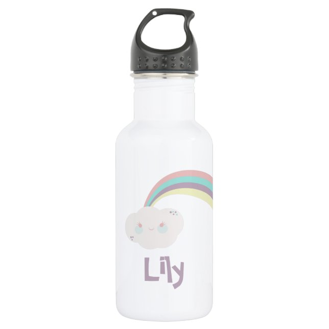 Pastel Rainbow Kids Stainless Steel Water Bottle (Front)