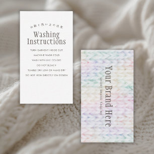 Pastel Rainbow Knitting Washing Instructions Business Card