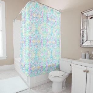 Pastel Rainbow Leopard Pattern  Shower Curtain
