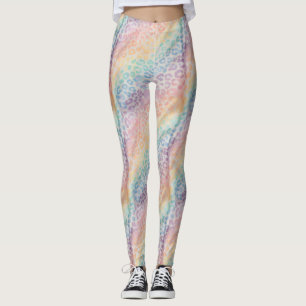 Pastel Rainbow Leopard Print Leggings