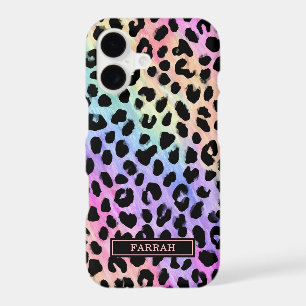 Pastel Rainbow Leopard Print Monogrammed