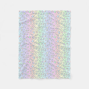 Pastel Rainbow Leopard Print Pattern Fleece Blanket