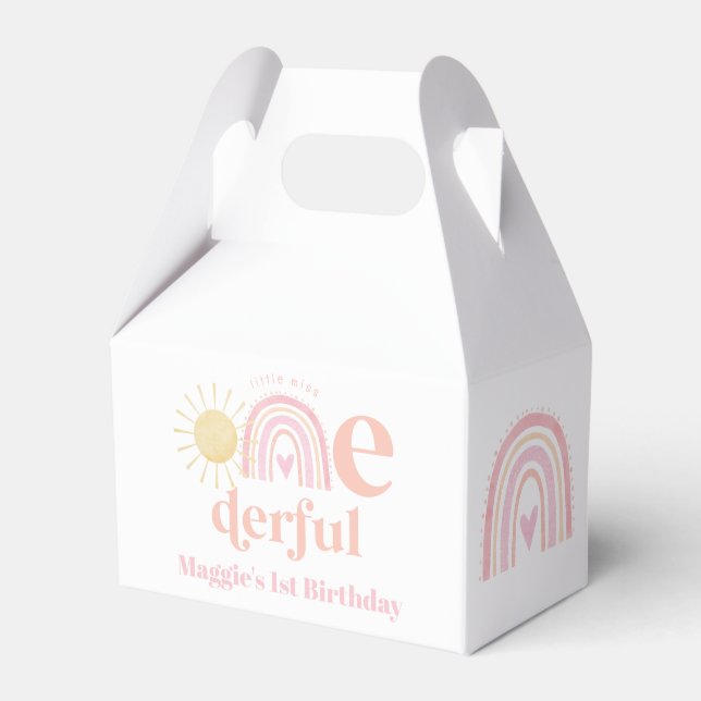 Pastel Rainbow Little Miss ONEderful Rainbow Gable Favour Box (Front Side)