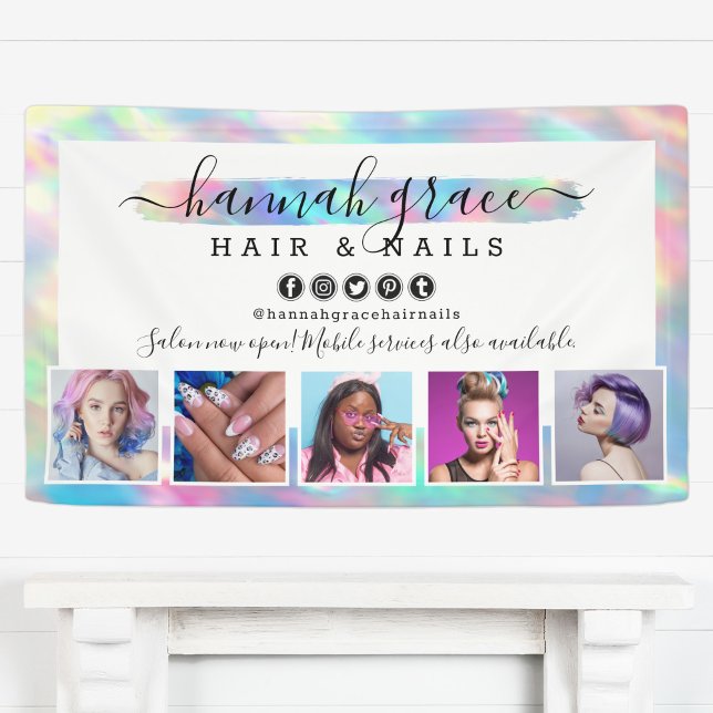 Pastel Rainbow Logo Salon Stylist Marketing Photos Banner (Creator Uploaded)