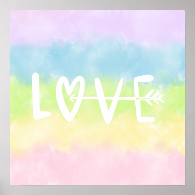 Pastel Rainbow Love Poster (Front)