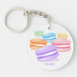 pastel rainbow macarons key ring