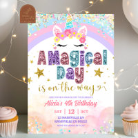 Pastel Rainbow Magical Unicorn girl birthday