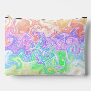 Pastel Rainbow Marble Swirl Abstract Art Accessory Pouch