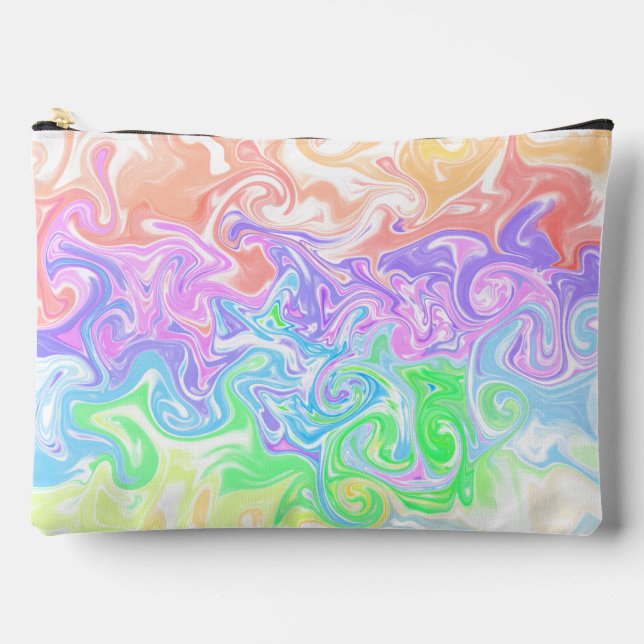 Pastel Rainbow Marble Swirl Abstract Art Accessory Pouch (Front)