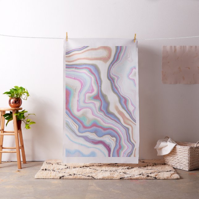Pastel Rainbow Marble Waves Fabric (In Situ)