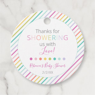 Pastel Rainbow Modern Baby Shower Favour Tag