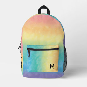 Pastel Rainbow Monogram Cute and Aesthetic Style Printed Backpack