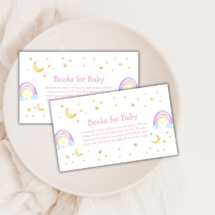 Pastel Rainbow Moon Star Books For Baby Shower Enclosure Card