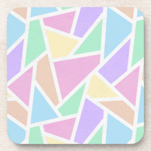 Pastel rainbow mosaic pattern coaster