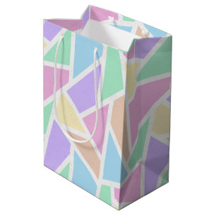 Pastel rainbow mosaic pattern medium gift bag