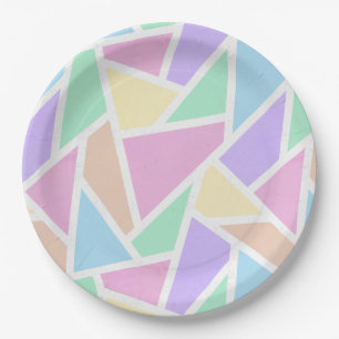 Pastel rainbow mosaic pattern paper plate