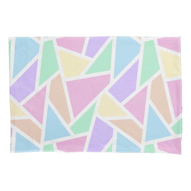 Pastel rainbow mosaic pattern pillowcase (Front)