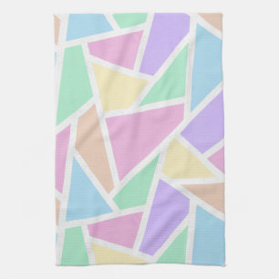 Pastel rainbow mosaic pattern tea towel