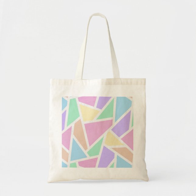 Pastel rainbow mosaic pattern tote bag (Front)