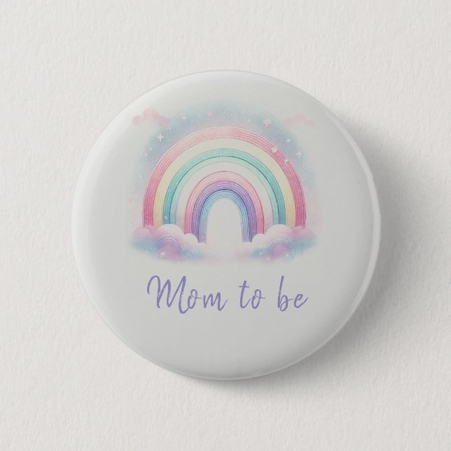 Pastel Rainbow Mum-to-Be Button - Personalised (Front)