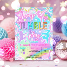 Pastel Rainbow Neon Gymnastics Birthday Party