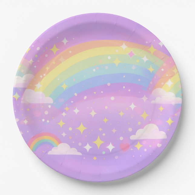 Pastel Rainbow Neurospicy Party Paper Plates (Front)