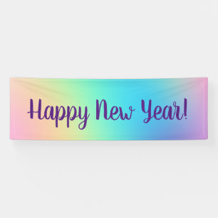 Pastel Rainbow New Year's Party Banner