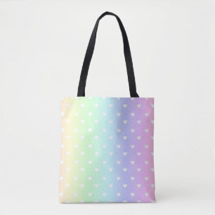 Pastel Rainbow Ombre Hearts Pattern Tote Bag