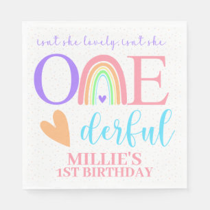 Pastel Rainbow ONEderful First Birthday Napkins