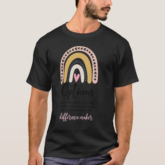 Pastel Rainbow Optician Difference Maker Optometri T-Shirt (Front)