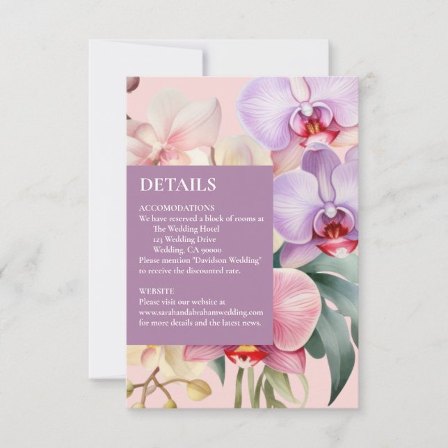Pastel Rainbow Orchids Details Enclosure Cards (Front)