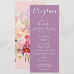 Pastel Rainbow Orchids Wedding Programs Menu