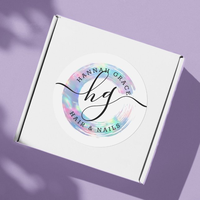 Pastel Rainbow Paint Swash Logo Custom Chic Decal Classic Round Sticker (Creator Uploaded)