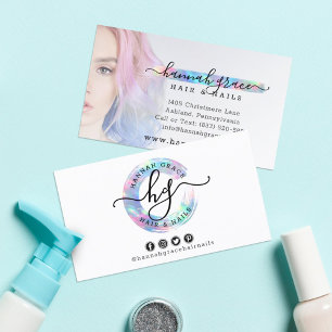 Pastel Rainbow Paint Swash Your Custom Photo Logo Business Card