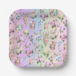 Pastel Rainbow Paper Plates, 7" Round Paper Plate