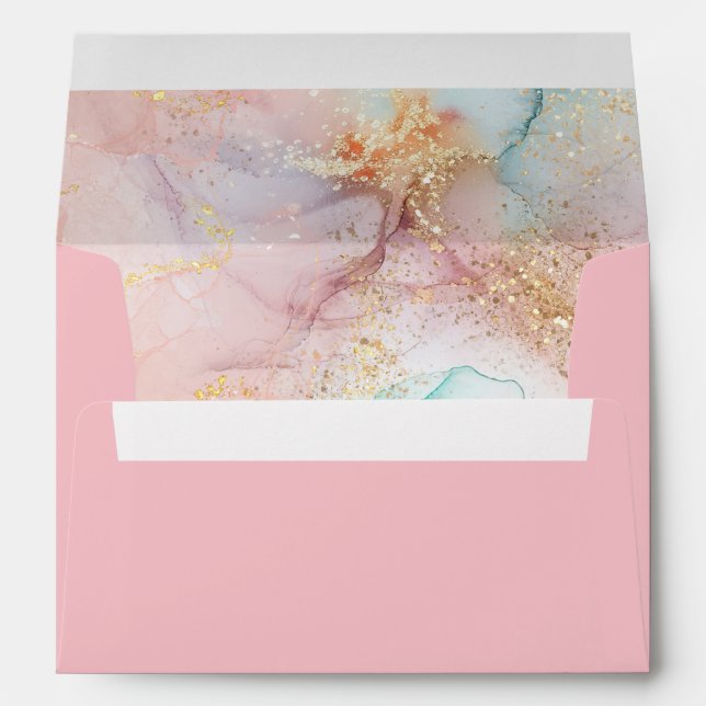 Pastel Rainbow Party Envelope, Unicorn Invite Envelope (Back (Bottom))