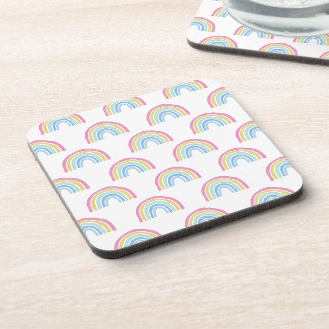 Pastel Rainbow Pattern Coaster (Left Side)