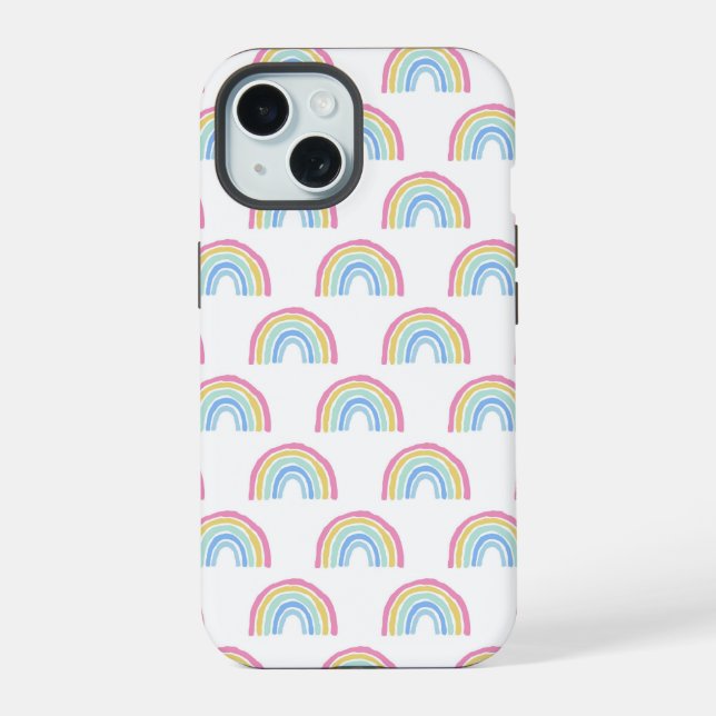 Pastel Rainbow Pattern iPhone 15 Case (Back)