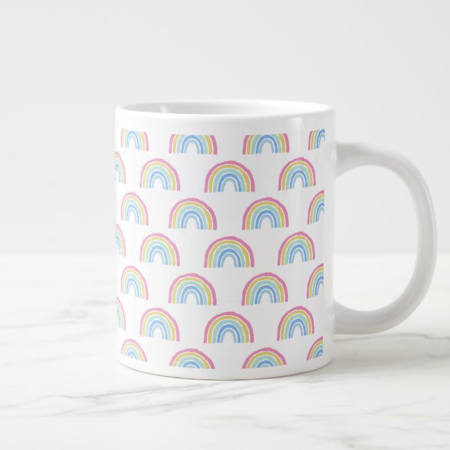 Pastel Rainbow Pattern Large Coffee Mug (Right)