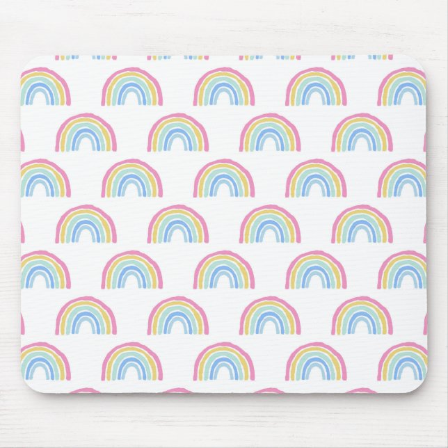 Pastel Rainbow Pattern Mouse Pad (Front)