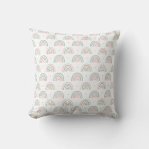Pastel Rainbow Pattern with Hearts Cushion