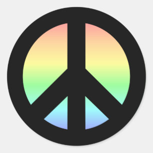 Pastel Rainbow Peace Sign Classic Round Sticker