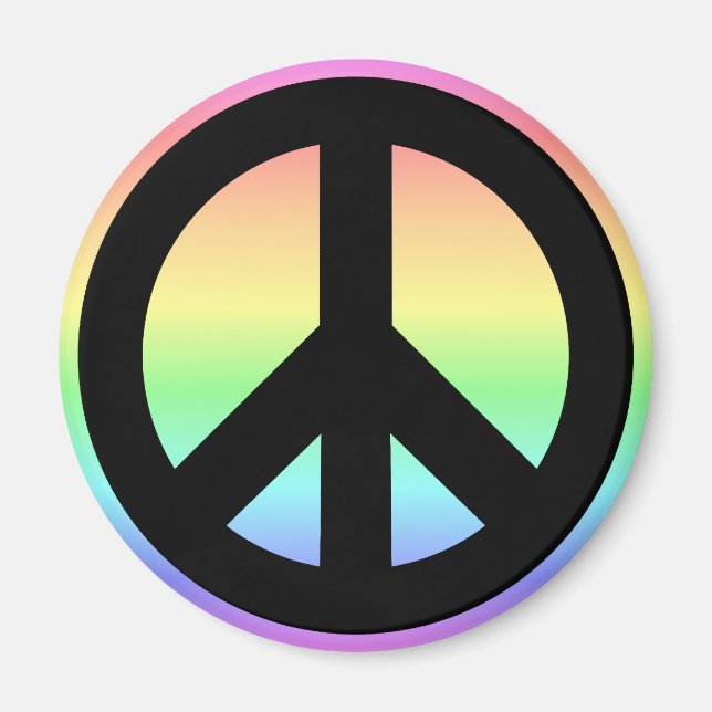 Pastel Rainbow Peace Sign Magnet (Front)