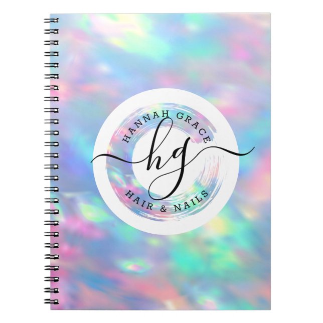 Pastel Rainbow Personalised Logo Elegant Stylist Notebook (Front)